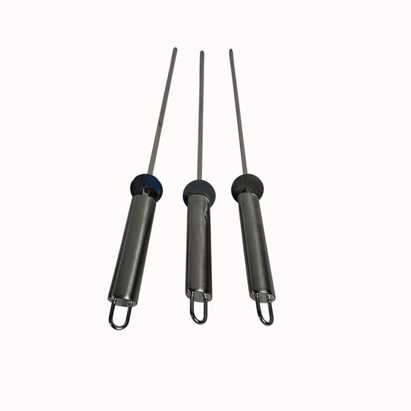 Stainless Steel Rotating BBQ Skewers Grill Tool Kabob Loop Set Of 3 Tailgate - Picture 2 of 14